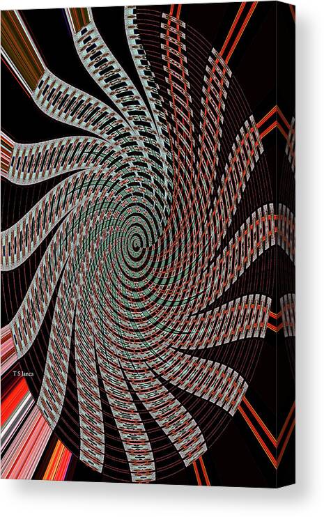 Two Maple Leaf Panel Twist Abstract Canvas Print featuring the digital art Two Maple Leaf Panel Twist Abstract by Tom Janca