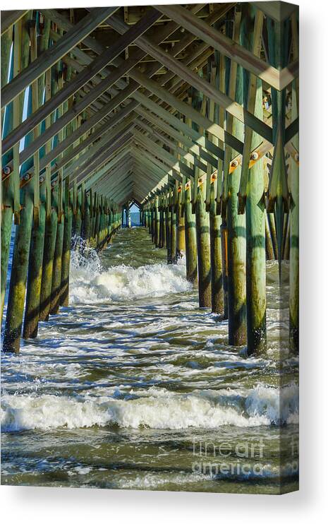 Folly Beach Canvas Print featuring the photograph Under Folly Beach Pier by Jennifer White