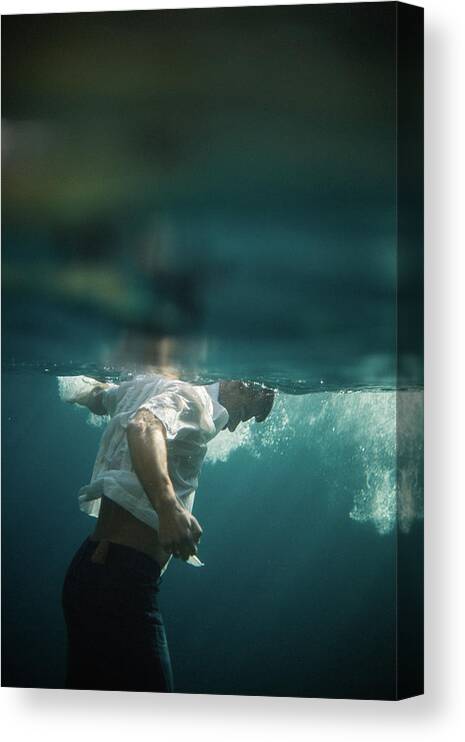 Swim Canvas Print featuring the photograph Underwater Man by Gemma Silvestre