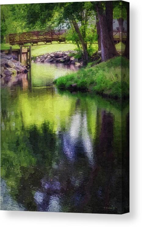 2d Canvas Print featuring the digital art Unicorn Stream Bridge - Paint FX by Brian Wallace