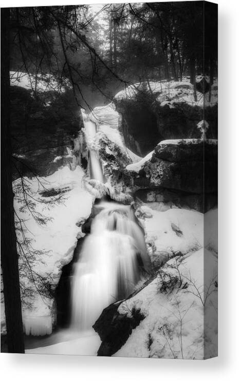 Black And White Canvas Print featuring the photograph Upper Kent Falls Black and White by Bill Wakeley