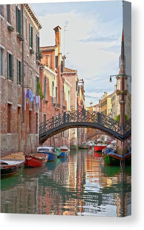 Venice Canvas Print featuring the photograph Venice bridge crossing 5 by Heiko Koehrer-Wagner