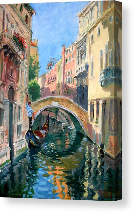 Venice Canvas Print featuring the painting Venice Ponte Widmann by Ylli Haruni