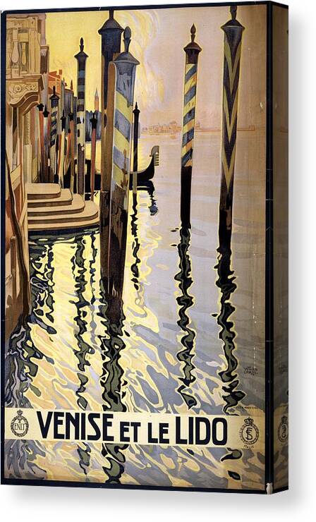 Venise Canvas Print featuring the mixed media Venise Et Le Lido - Venice, Italy - Retro travel Poster - Vintage Poster by Studio Grafiikka