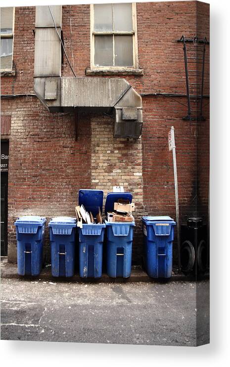 Wall Canvas Print featuring the photograph Vent And The Bins by Kreddible Trout