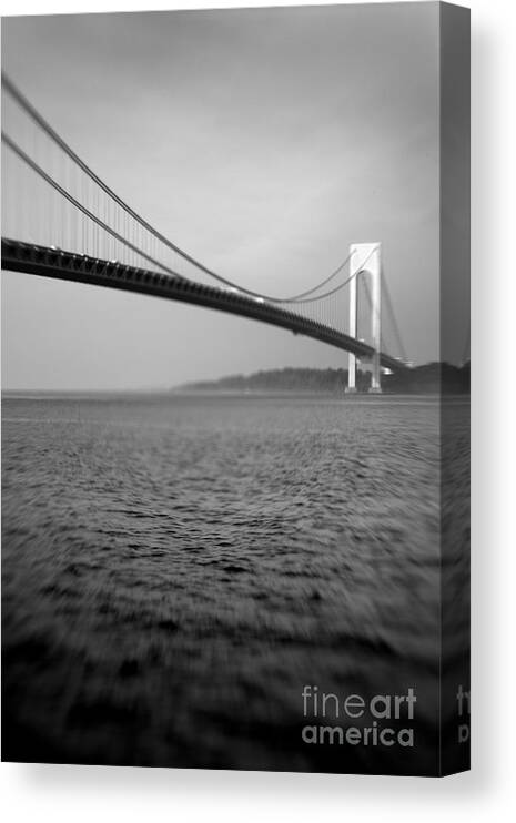 Black & White Canvas Print featuring the photograph Verrazano Bridge 1 by Tony Cordoza