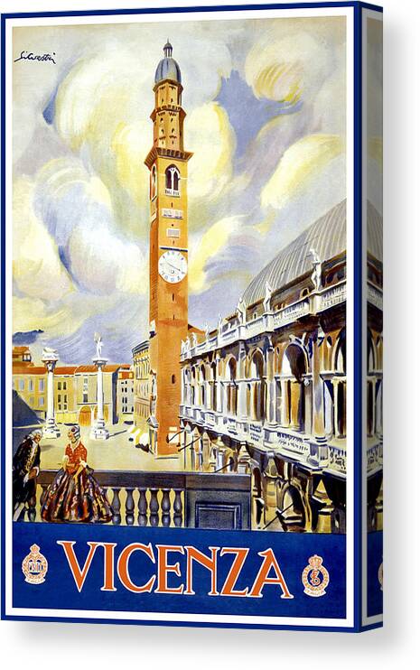 Vicenza Canvas Print featuring the painting Vicenza, Italy, travel poster by Long Shot