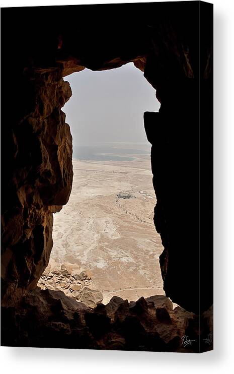 Endre Canvas Print featuring the photograph View Of The Dead Sea From Masada by Endre Balogh