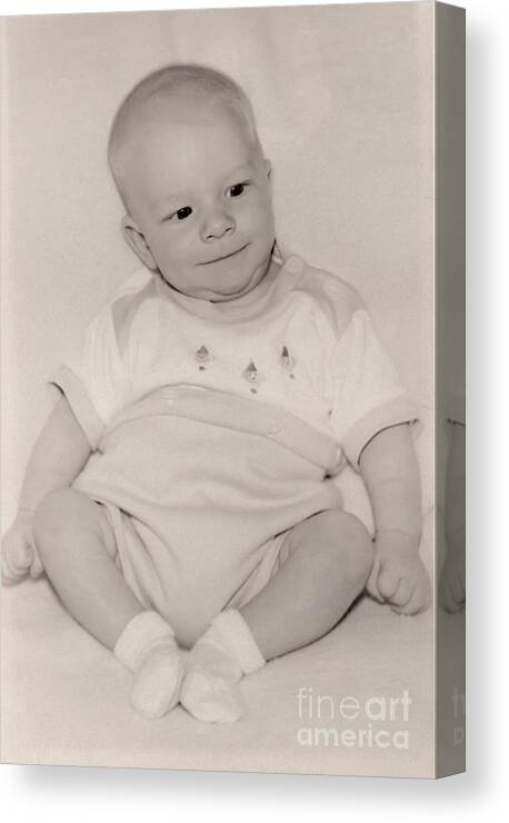 Vintage Canvas Print featuring the photograph Vintage Baby Boy by Karen Foley