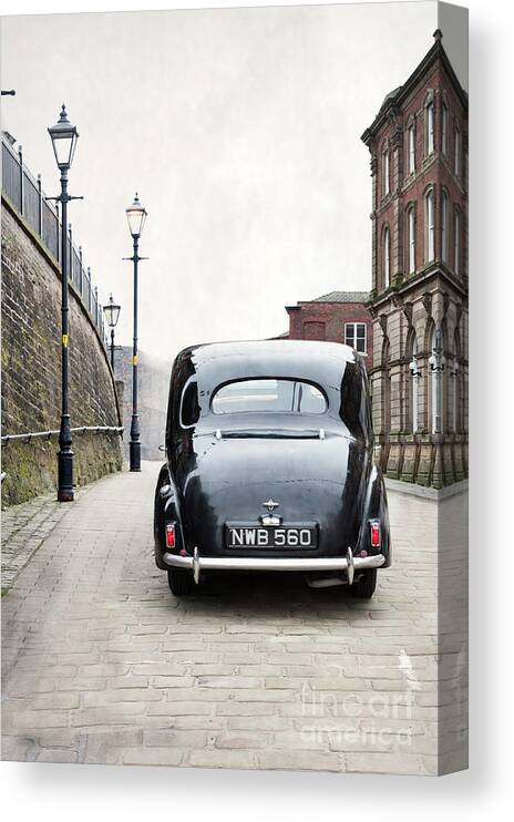 Car Canvas Print featuring the photograph Vintage Car On A Cobbled Street by Lee Avison