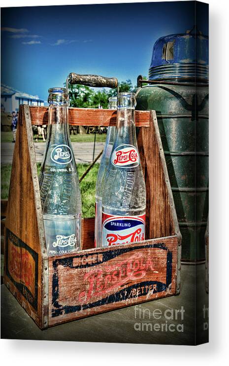 Paul Ward Canvas Print featuring the photograph Vintage Double Dot Wooded Pepsi Carrier by Paul Ward