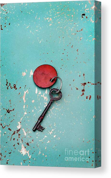 Key Canvas Print featuring the photograph Vintage Key with Red Tag by Jill Battaglia