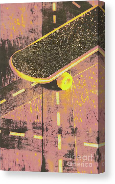 Skate Canvas Print featuring the photograph Vintage skateboard ruling the road by Jorgo Photography