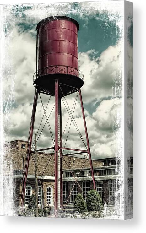 Water Tower Canvas Print featuring the photograph Vintage Water Tower Revolution Mill by Melissa Bittinger