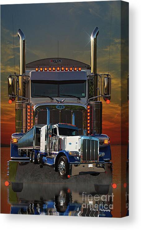 Big Rigs Canvas Print featuring the photograph VTS Double Exposure Pete by Randy Harris