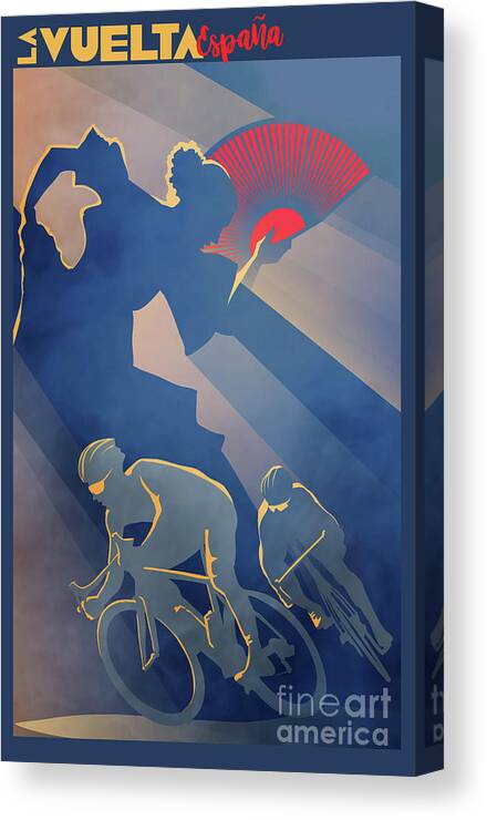 Cycling Art Canvas Print featuring the digital art Vuelta Espana by Sassan Filsoof