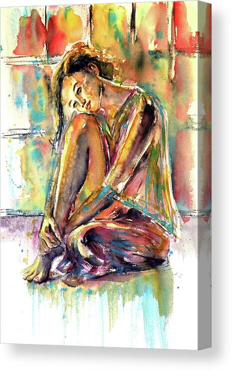 Waiting Canvas Print featuring the painting Waiting for you by Kovacs Anna Brigitta