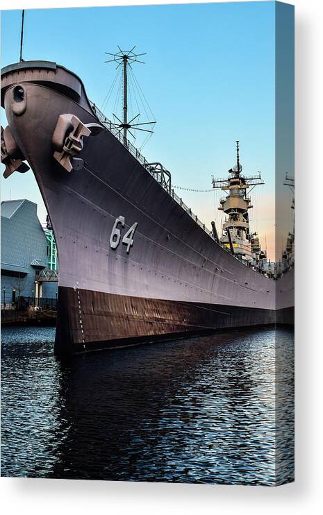 Uss Wisconsin Canvas Print featuring the photograph Wake up to the Wisconsin by Nicole Lloyd