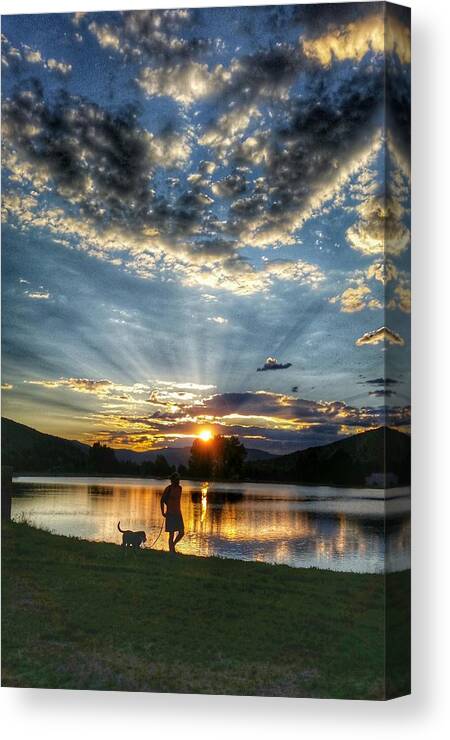 Dog Canvas Print featuring the photograph Walking With My Best Friend by Fiona Kennard