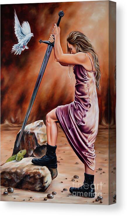 Warrior Canvas Print featuring the painting Warrior by Ilse Kleyn