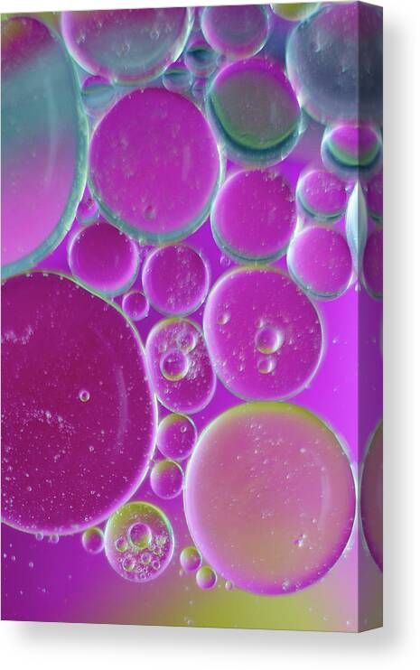 Water Canvas Print featuring the photograph Water and oil bubbles by Andy Myatt