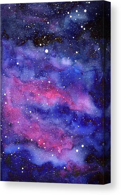 Nebula Canvas Print featuring the painting Watercolor Galaxy Pink Nebula by Olga Shvartsur