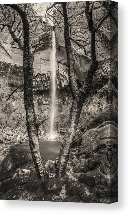 Springdale Canvas Print featuring the photograph Waterfall at Upper Emerald Pool by Owen Weber