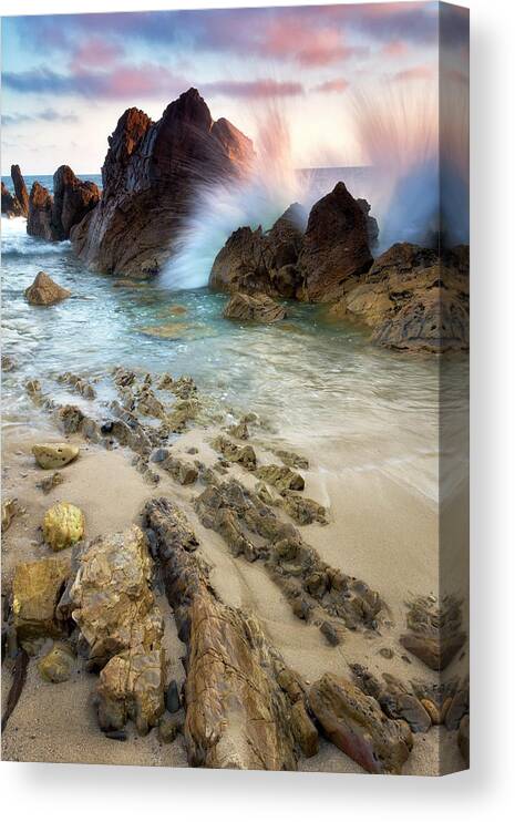 Orange County Canvas Print featuring the photograph Wave Breaker by Nicki Frates
