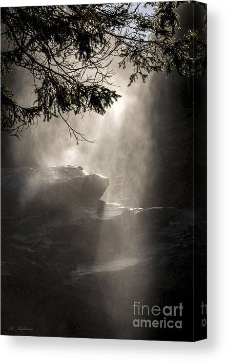 Scenic Canvas Print featuring the photograph When sunlight and water spray meet by Arik Baltinester