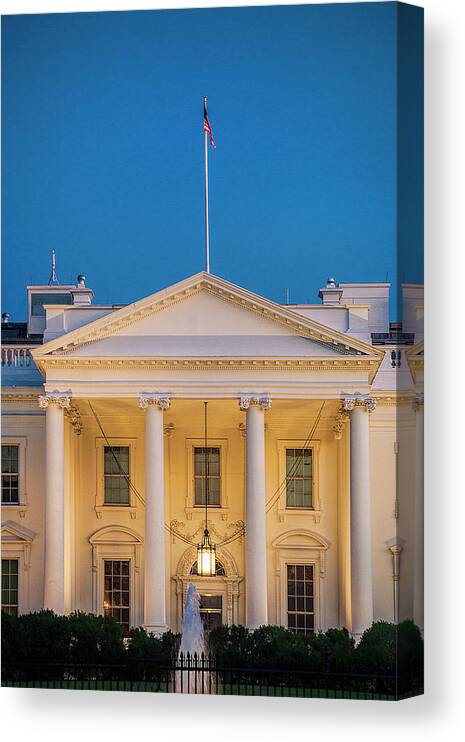 White Canvas Print featuring the photograph White House at Dusk by Andrew Soundarajan