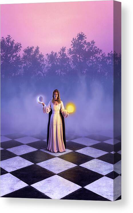 Woman Canvas Print featuring the painting Wiccan Dawn by Jerry LoFaro