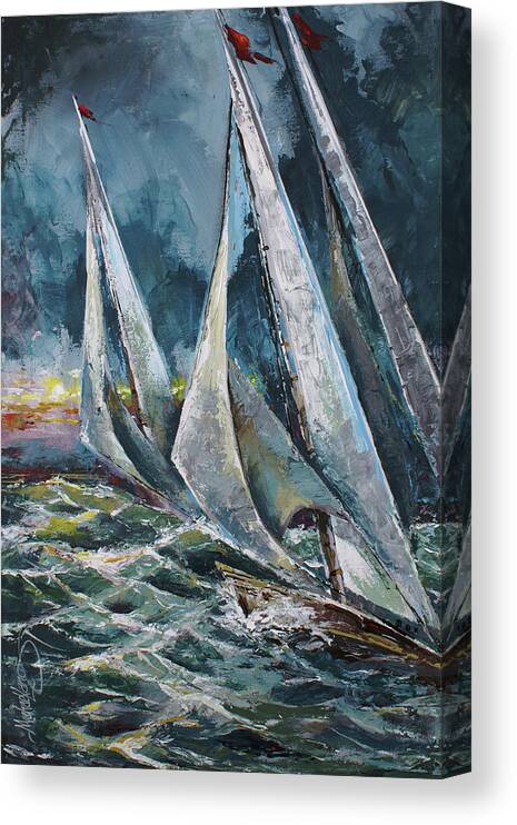Sailing Canvas Print featuring the painting Wind by Michael Lang