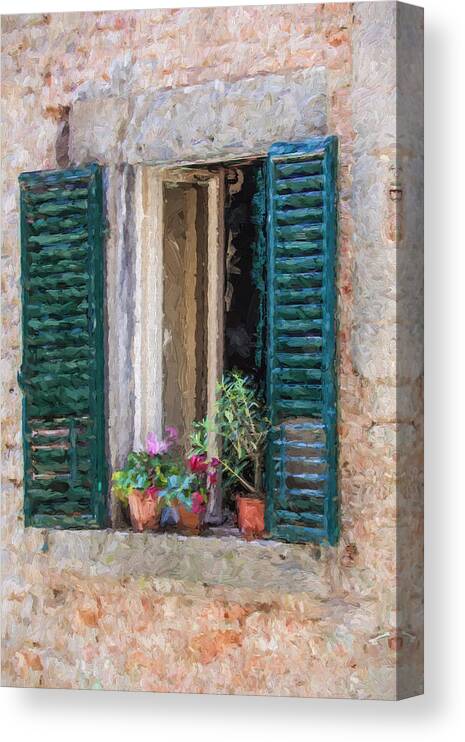 Tuscany Canvas Print featuring the painting Window of Cortona by David Letts