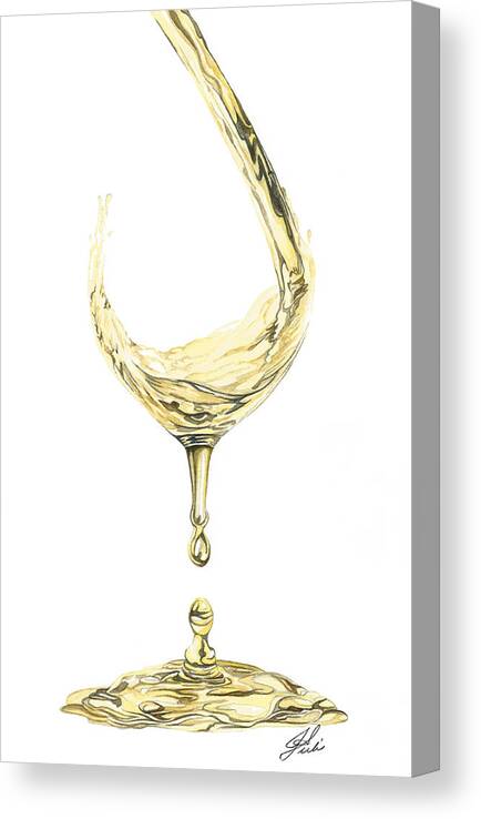White Wine Canvas Print featuring the painting White Wine Pouring by Julie Senf