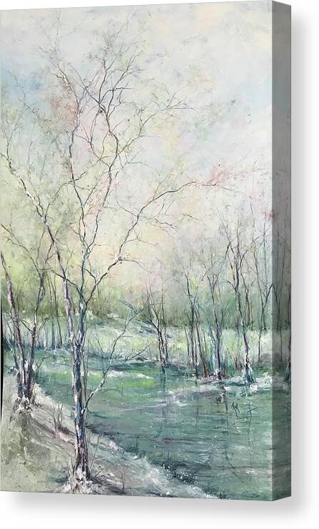 Trees Canvas Print featuring the painting Winter Interlude by Robin Miller-Bookhout