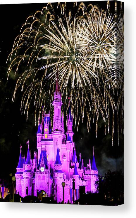 Disney Canvas Print featuring the photograph Wishes fireworks Disney world by Andy Myatt
