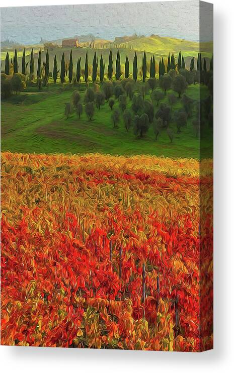 Tuscany Landscape Canvas Print featuring the painting Wonderful Tuscany, Italy - 07 by AM FineArtPrints