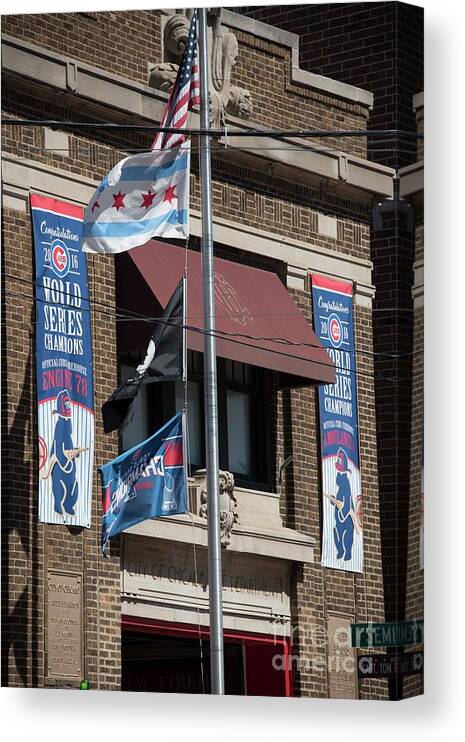 Wrigley Field Canvas Print featuring the photograph Wrigley Field fire station by David Bearden