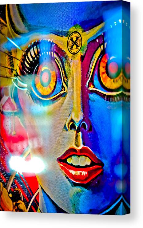 Pinball Canvas Print featuring the photograph X is for Xenon - Pinball by Colleen Kammerer