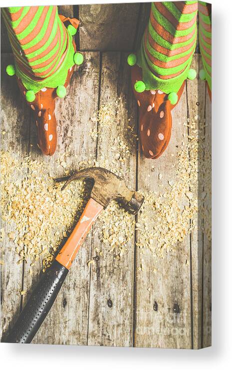 Workshop Canvas Print featuring the photograph Xmas workshop elf by Jorgo Photography