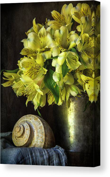 Yellow Canvas Print featuring the photograph Yellow Alstroemeria Still Life by Cindi Ressler