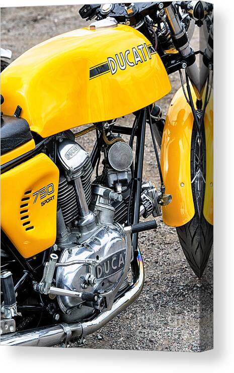 1974 Canvas Print featuring the photograph Yellow Ducati by Tim Gainey