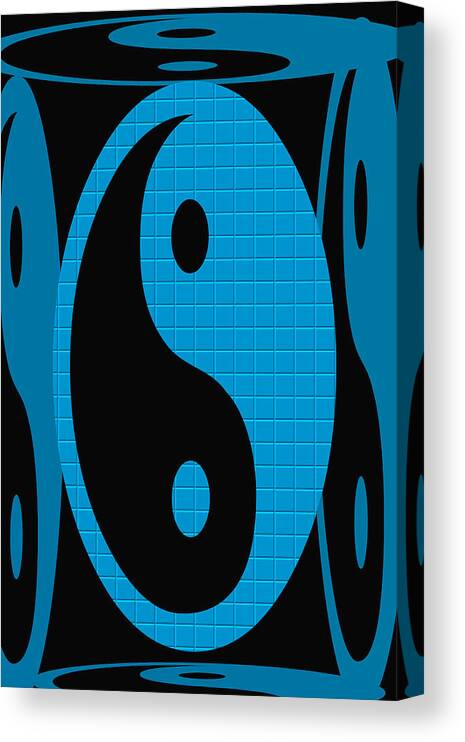 Yin Canvas Print featuring the digital art Yin Yang Blue Mosaic by Aimee L Maher ALM GALLERY