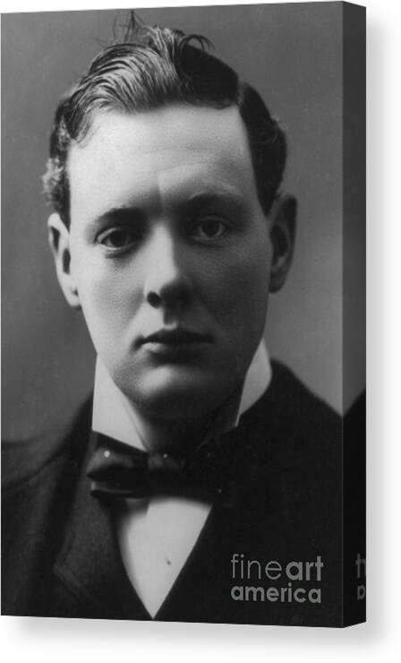 Winston Churchill Canvas Print featuring the photograph Young Winston Churchill by English School