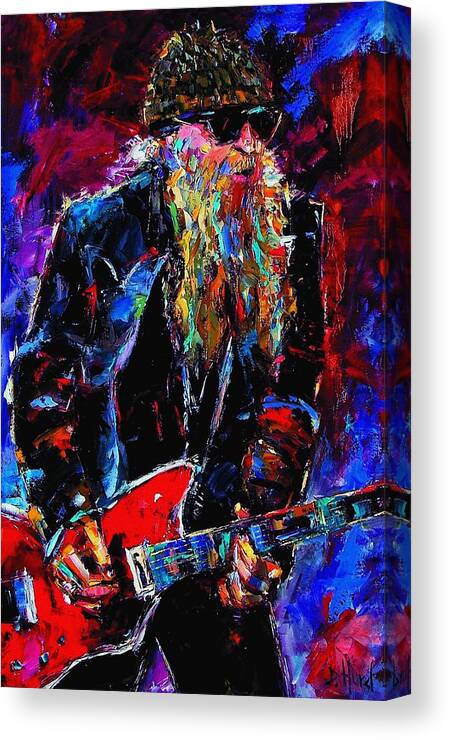 Music Canvas Print featuring the painting ZZ Top Billie Gibbons by Debra Hurd