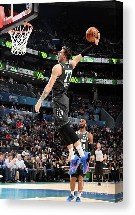 Luka Doncic Canvas Print featuring the photograph 2019 Mtn Dew Ice Rising Stars by Andrew D. Bernstein