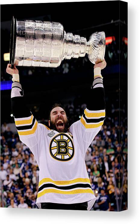 Playoffs Canvas Print featuring the photograph Boston Bruins V Vancouver Canucks - #1 by Bruce Bennett