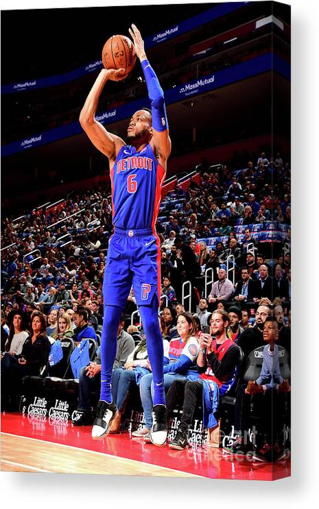 Nba Pro Basketball Canvas Print featuring the photograph Brooklyn Nets V Detroit Pistons by Chris Schwegler
