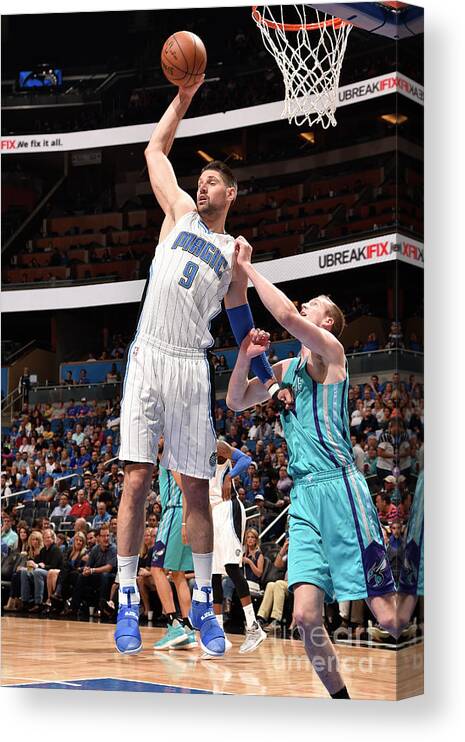 Nba Pro Basketball Canvas Print featuring the photograph Charlotte Hornets V Orlando Magic by Gary Bassing