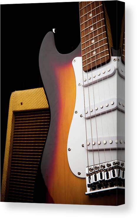 Rock Music Canvas Print featuring the photograph Classic Electric Guitar And Amp Still #1 by Halbergman